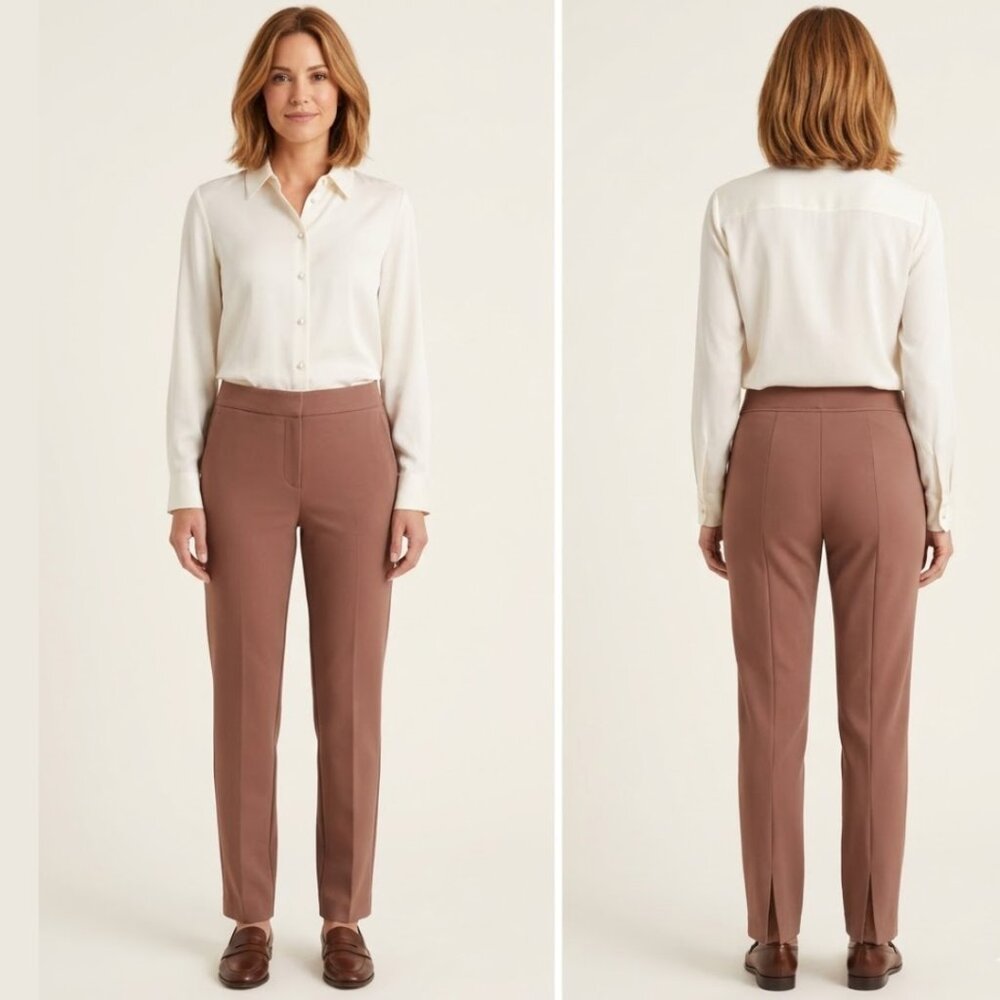 JOSEPH RIBKOFF Toffee Brown Pull On Pleated Dress Pants Sz 10 Career Old Money